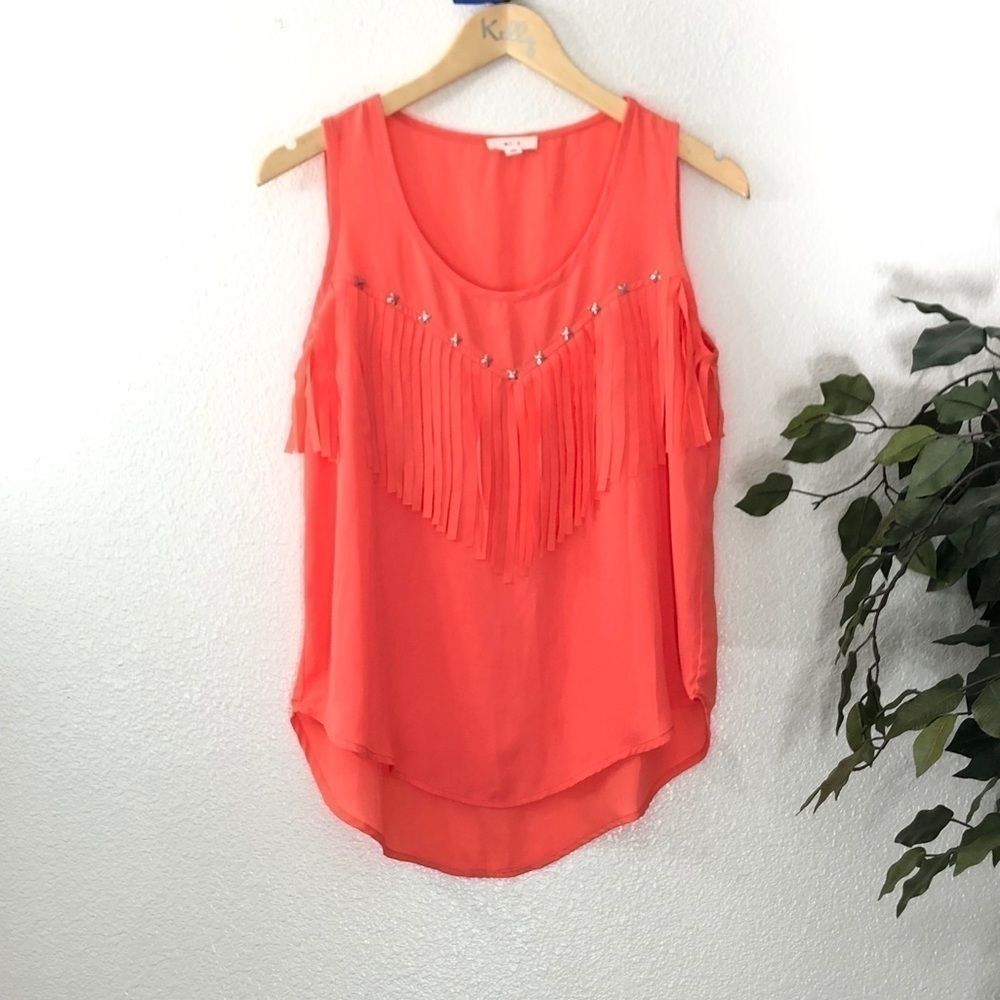 Mine Orange Fringe Tank Top